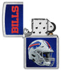 NFL Buffalo Bills Helmet Street Chrome Windproof Lighter with its lid open and unlit.