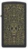 Front view of Zippo Skull Filigree Design Slim Black Matte Windproof Lighter.
