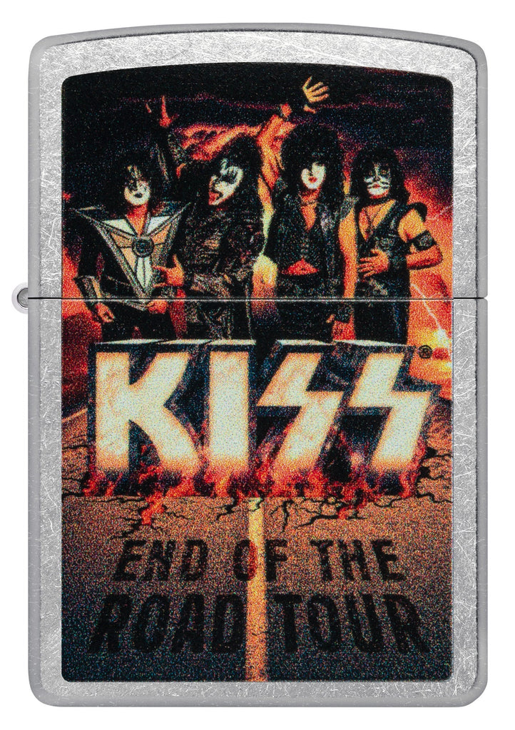 Front shot of KISS Design End of the Road Tour Street Chrome™ Windproof Lighter.