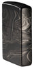 Angled shot of Marble Pattern Design High Polish Black Windproof Lighter, showing the front and right side of the lighter.