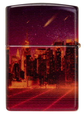 Back shot of Zippo Cyber City Design 540 Color Matte Windproof Lighter .