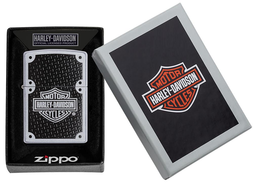 Harley-DavidsonÂ® Satin Chrome Windproof Lighter in packaging