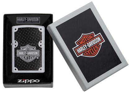 Harley-DavidsonÂ® Satin Chrome Windproof Lighter in packaging