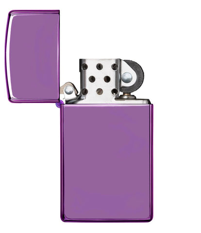 Front view of the Abyss Slim Windproof Zippo Lighter open and unlit.