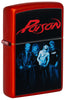 Front shot of Poison Design Metallic Red Windproof Lighter standing at a 3/4 angle
