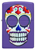 Front shot of Sugar Skull Design Purple Matte Windproof Lighter.