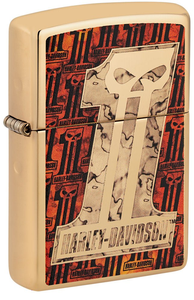 Zippo Harley-Davidson Number 1 Skull High Polish Brass Windproof