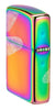 Angled shot of Zippo Dragonfly Design Multi Color Windproof Lighter showing the back and hinge side of the lighter.