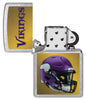 NFL Minnesota Vikings Helmet Street Chrome Windproof Lighter with its lid open and unlit.