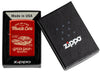 Zippo Muscle Car Design Metallic Red Windproof Lighter in its packaging.