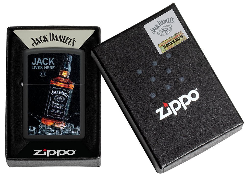Zippo Jack Daniel's® Jack Lives Here® Black Matte Windproof