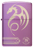Front shot of Zippo Anne Stokes Laser 360 High Polish Purple Windproof Lighter.