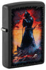 Front shot of Zippo Frank Frazetta Evil Overlord Black Matte Windproof Lighter standing at a 3/4 angle.