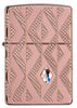 Front view of Geometric Diamond Pattern Design Armor® Rose Gold Windproof Lighter.