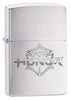 Front shot of For Honor® Brushed Chrome Windproof Lighter standing at a 3/4 angle