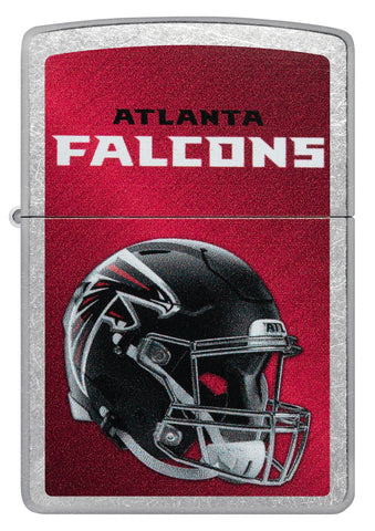 Front shot of NFL Atlanta Falcons Helmet Street Chrome Windproof Lighter.