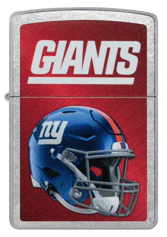 Front shot of NFL New York Giants Helmet Street Chrome Windproof Lighter.
