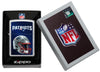 NFL New England Patriots Helmet Street Chrome Windproof Lighter in its packaging.