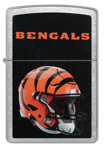 Front shot of NFL Cincinnati Bengals Helmet Street Chrome Windproof Lighter.
