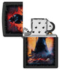 Zippo Frank Frazetta Evil Overlord Black Matte Windproof Lighter with its lid open and unlit.
