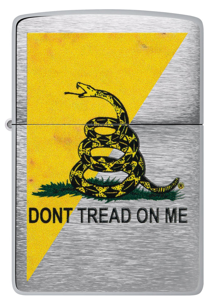 Front shot of Dont Tread On Me Flag Design Street Chrome™ Windproof Lighter.