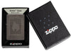 Zippo Flame Pattern Design Armor Black Ice Windproof Lighter  in its packaging.