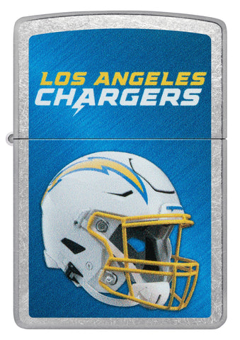 Front shot of NFL Los Angeles Chargers Helmet Street Chrome Windproof Lighter.
