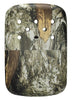 Back of 12-Hour Realtree® Edge Refillable Hand Warmer in hand in it's included pouch.