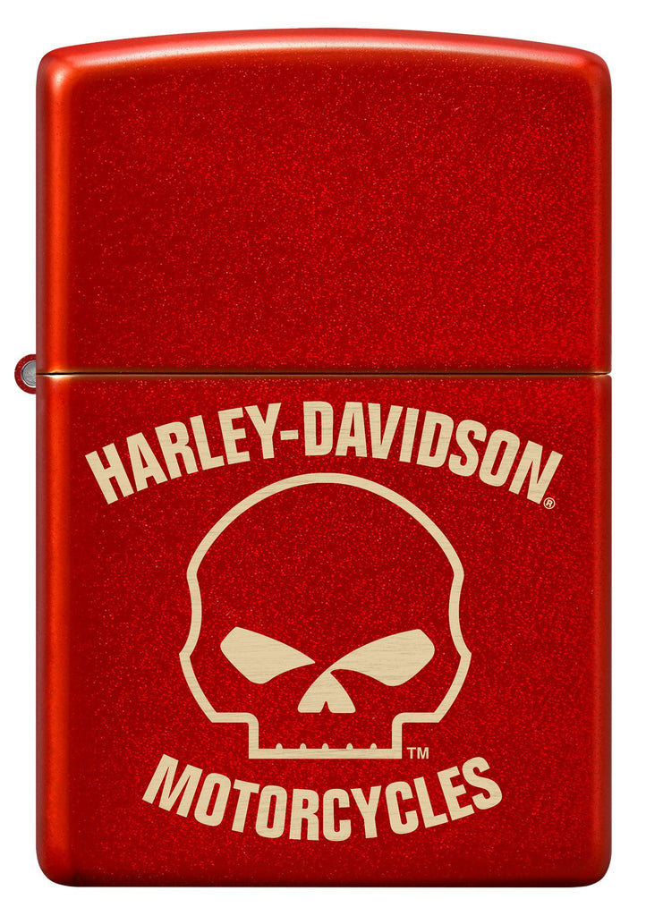 Zippo Harley-Davidson® Laser Skull Metallic Red Windproof Lighter 