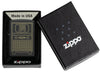 Zippo Vintage TV Design Black Matte Windproof Lighter in its packaging.