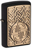 Front shot of Norse Emblem Design Black Matte Windproof Lighter standing at a 3/4 angle