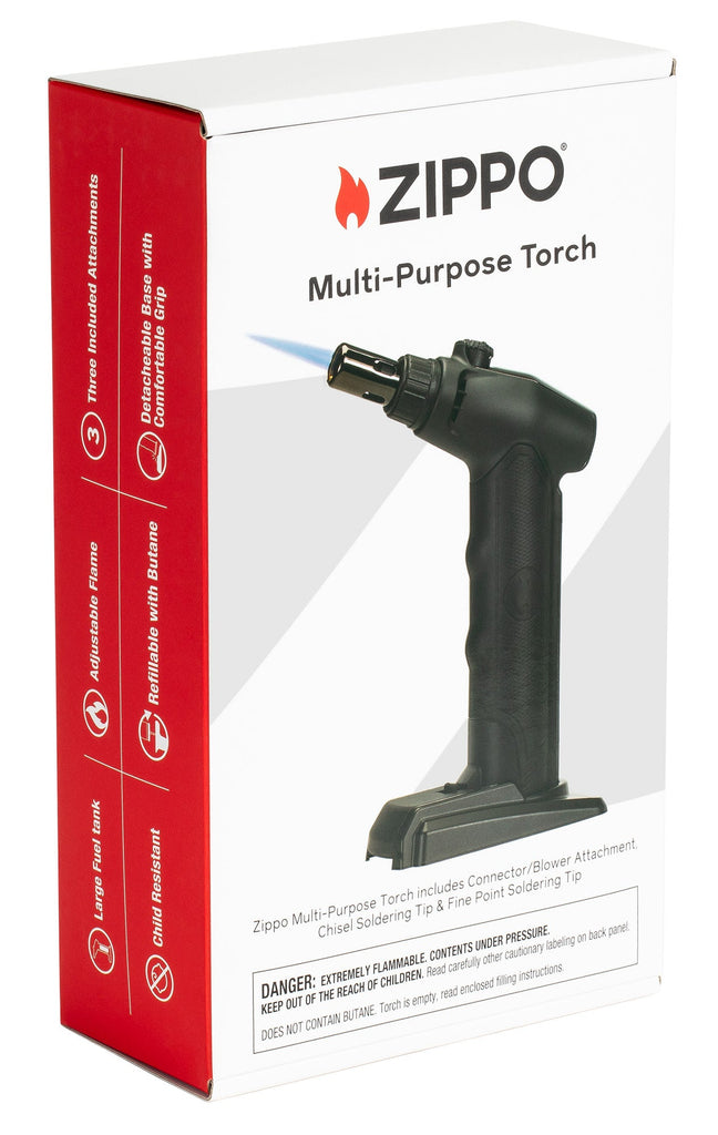 Angled shot of the Zippo Multi-Purpose Torch packaging.