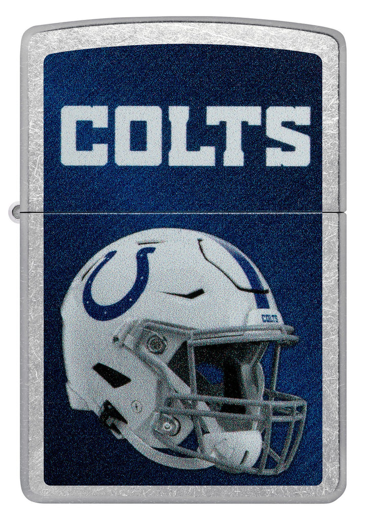 Front shot of NFL Indianapolis Colts Helmet Street Chrome Windproof Lighter.