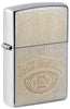 Front shot of Jack Daniel's® Logo Street Chrome™ Windproof Lighter standing at a 3/4 angle.