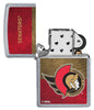 NHL® Ottawa Senators Street Chrome™ Windproof Lighter with its lid open and unlit