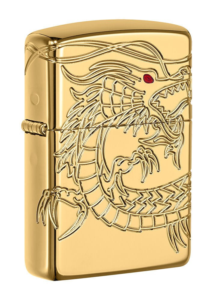 Armor® Asian Dragon 360-Degree Gold-Plate Windproof Lighter