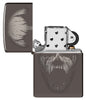 Screaming Monster Design Photo Image Black Ice® Windproof Lighter with its lid open and unlit.
