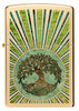 Front shot of Fusion Tree of Life Design High Polish Brass Windproof Lighter.