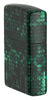 Glow In the Dark 540 Color Pattern Design Windproof Lighter standing at an angle, showing the front and right side of the lighter.