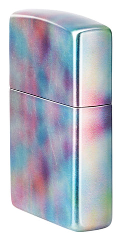 Zippo Holographic Design 540 Fusion Windproof Lighter standing at an angle, showing the front and right side of the lighter.