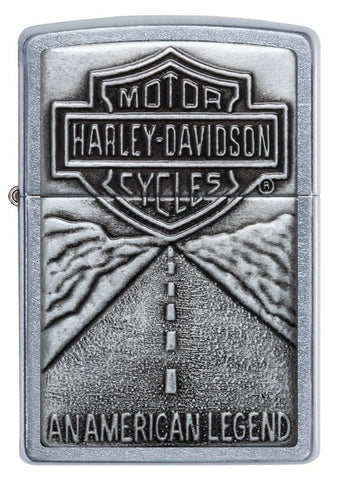 Front view of Harley-Davidson Open Road Emblem Street Chrome Windproof Lighter