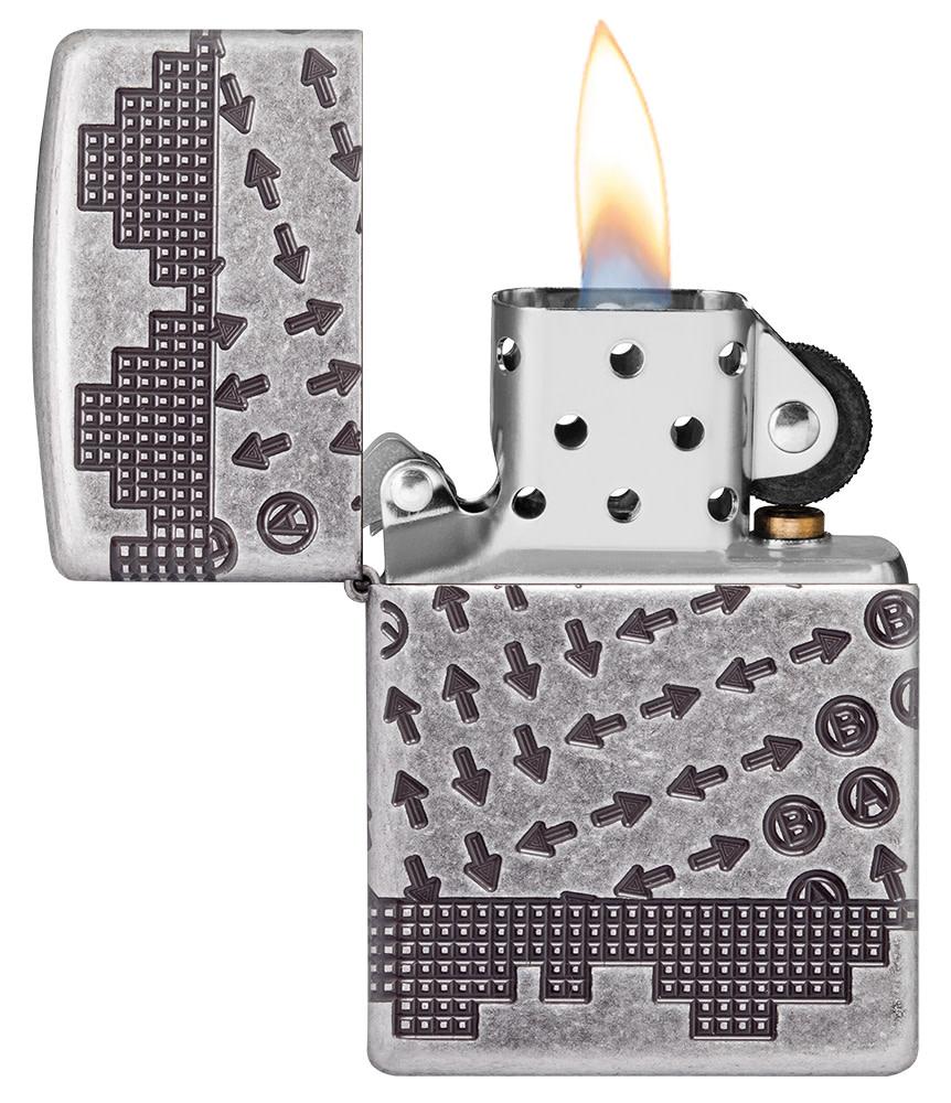 Gaming Cheat Code Armor® Antique Silver Windproof Lighter | Zippo USA