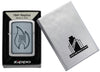 Zippo Logo Flame Design 1941 Replica Brushed Chrome Windproof Lighter in it's packaging.