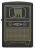 Front view of Zippo Vintage TV Design Black Matte Windproof Lighter.