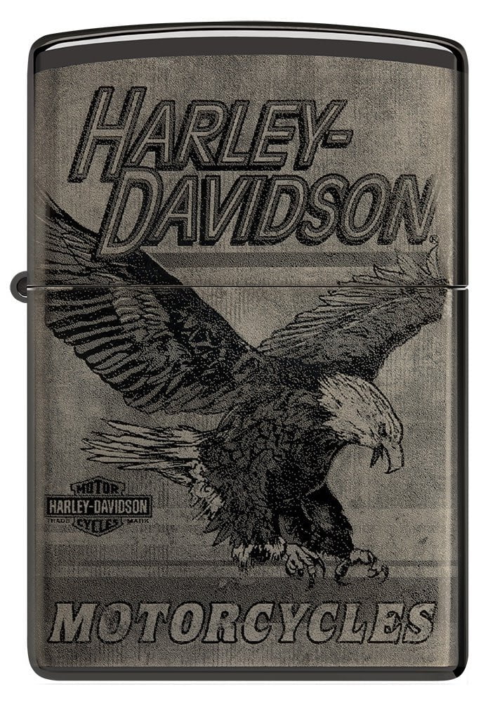 Zippo Harley-Davidson Eagle Photo Image 360° High Polish Black