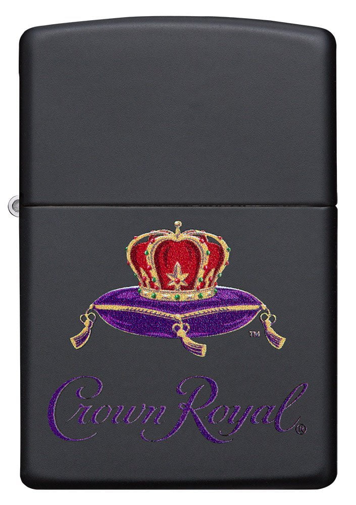 Front view of Crown Royal® Logo Black Matte Windproof Lighter.