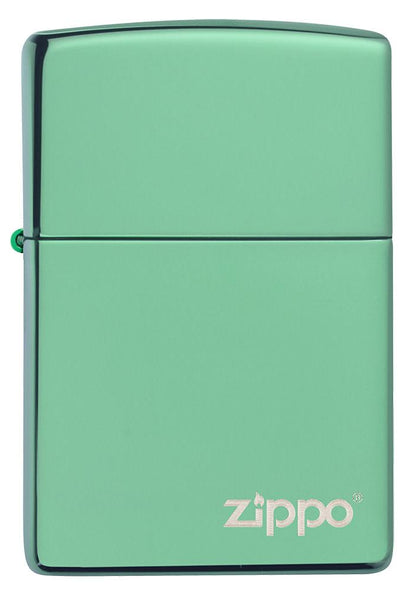 Front of Classic High Polish Green Zippo Logo Windproof Lighter