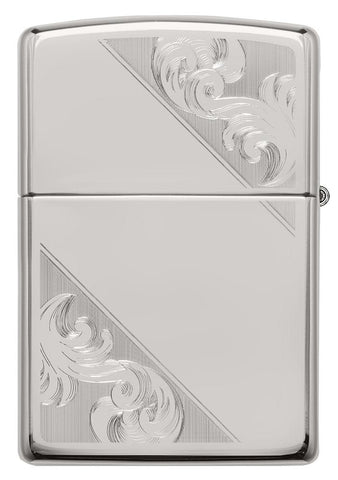 Back shot of Sterling Silver Diagonal Filigree Design Windproof Lighter