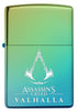 Front view of Assassin's Creed® Valhalla Logo High Polish Teal Windproof Lighter.