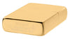 Armor® High Polish 18K Solid Gold Windproof Lighter laying down at an angle, showing the genuine bottom stamp.